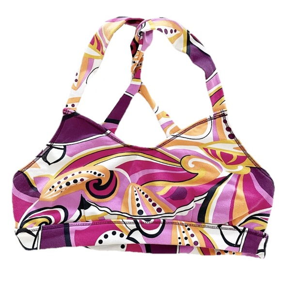 Saramitu SM Sports Bra Women’s Size M Multicolor Abstract Print Strappy Back - Picture 3 of 5